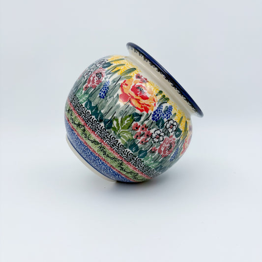 Vase 6”.  Handmade Polish pottery.  UNIKAT Cooper Rose Meadow Design