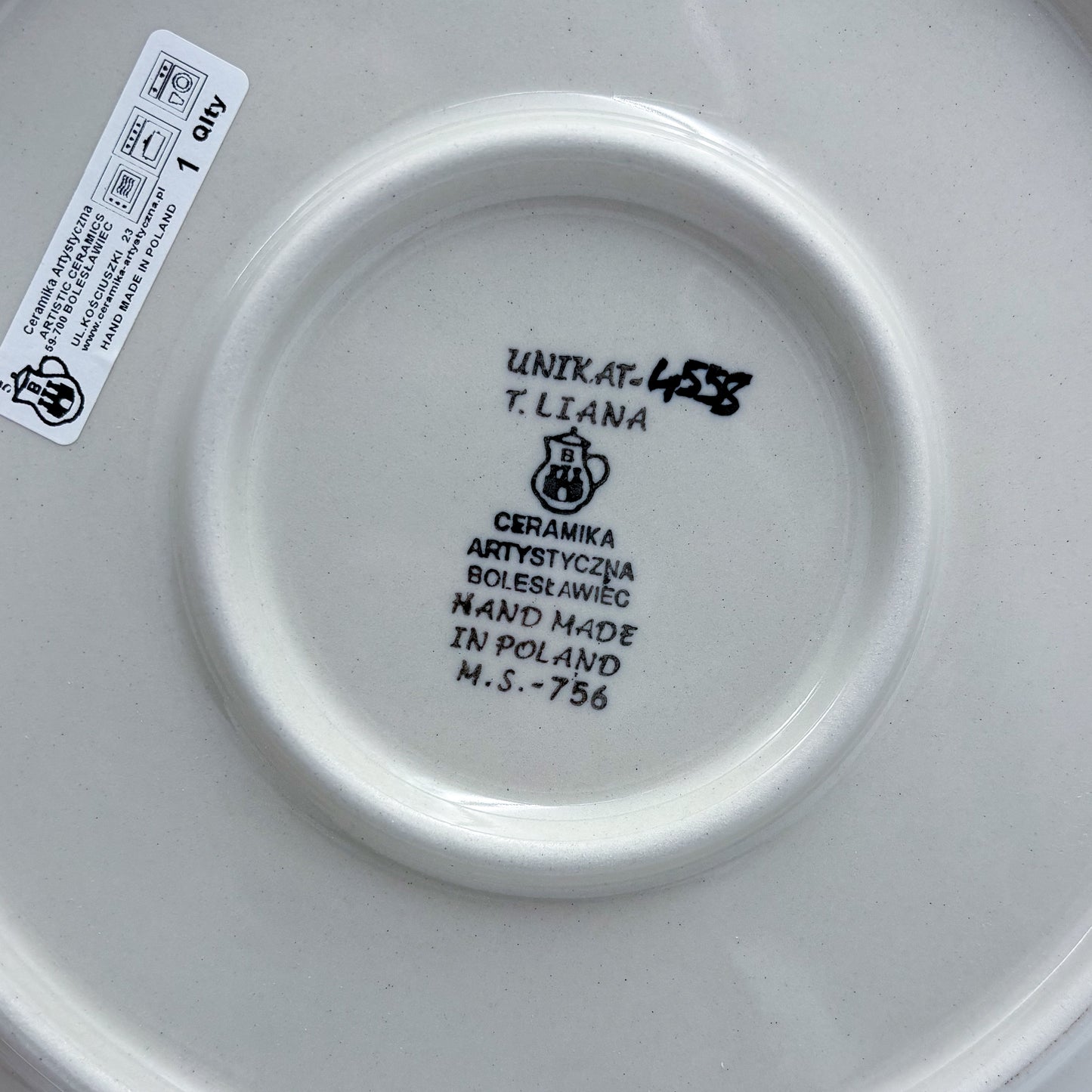 10.5” Plate.  Hand crafted Polish pottery stoneware: UNIKAT Splendid Meadow Design