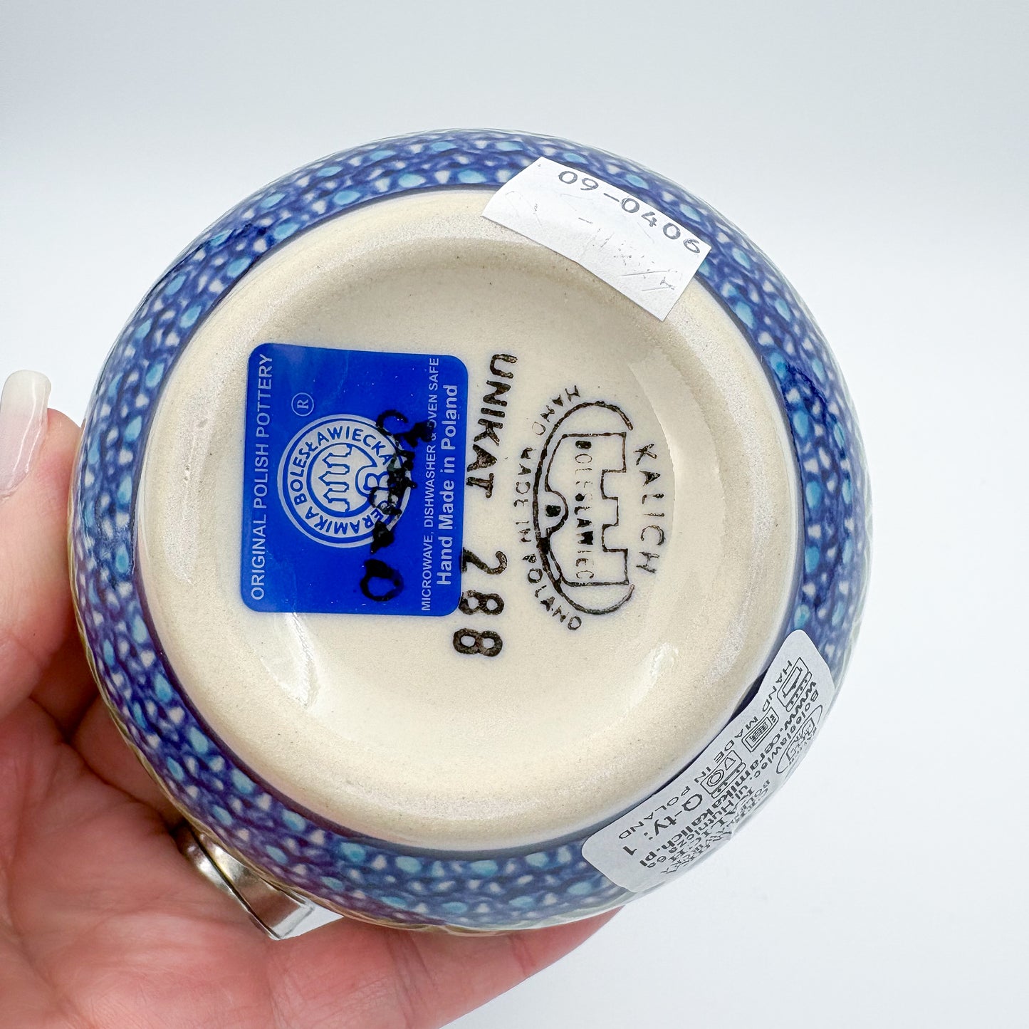 Small Set 3 stacking Bowls.  Hand crafted Polish pottery stoneware:  Blueberry Design