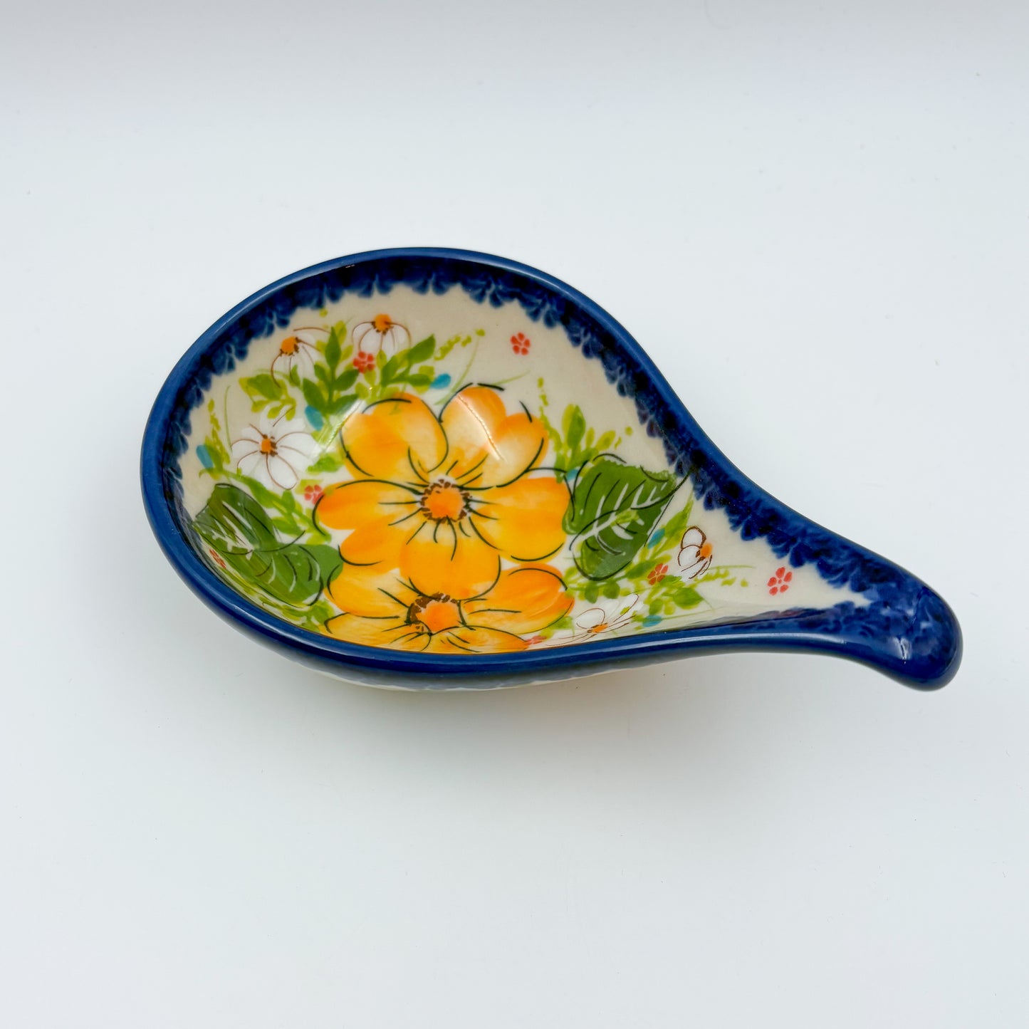 Spoon Stand.  Handmade Polish pottery.  UNIKAT Orange Poppy