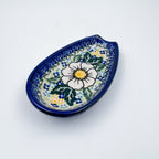 Spoon Rest 5”. Handmade Polish pottery.  UNIKAT Floral Fantasy