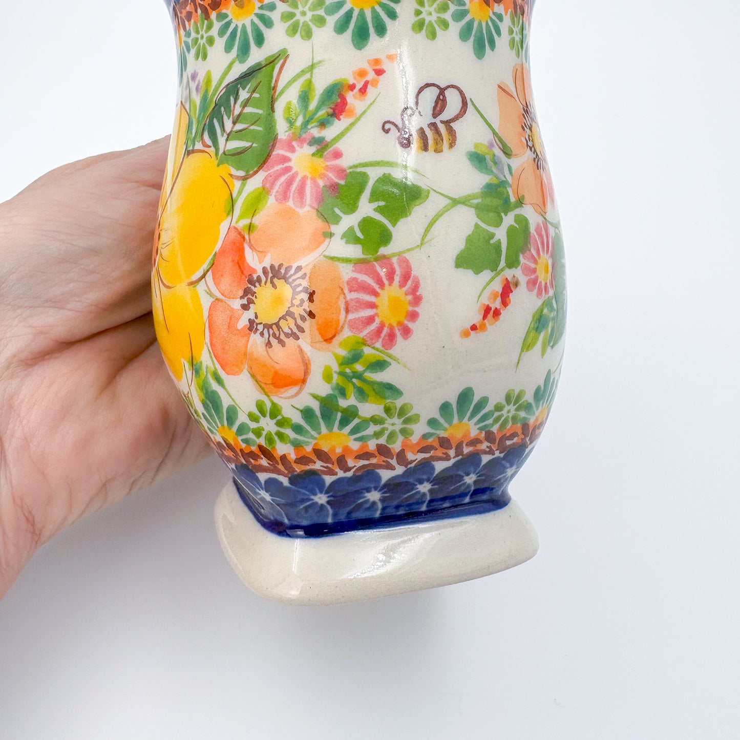 Tulip Mug 10oz. Handcrafted Polish pottery stoneware:  UNIKAT Spring Rose