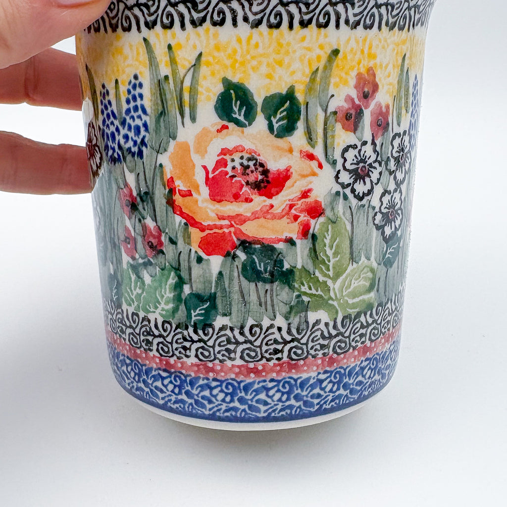 15 oz Bubble Mug. Handcrafted Polish pottery stoneware:  UNIKAT Copper Rose Meadow