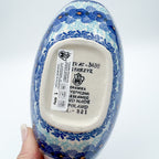 UNIKAT Deep Winter oval bowl, bottom stamp signed Starzyk Ceramika Artystyczna Boleslawiec Unikat held in hand