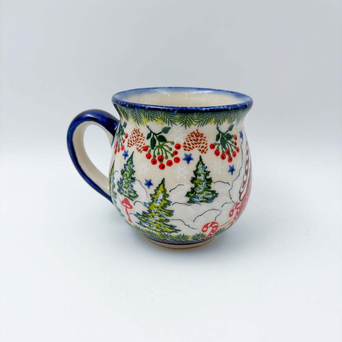 10 oz Bubble Mug. Handcrafted Polish pottery stoneware:  UNIKAT Gingerbread Cottage