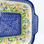 9” Lasagna Baker Handmade in Poland.  UNIKAT Wildflower Meadow Design