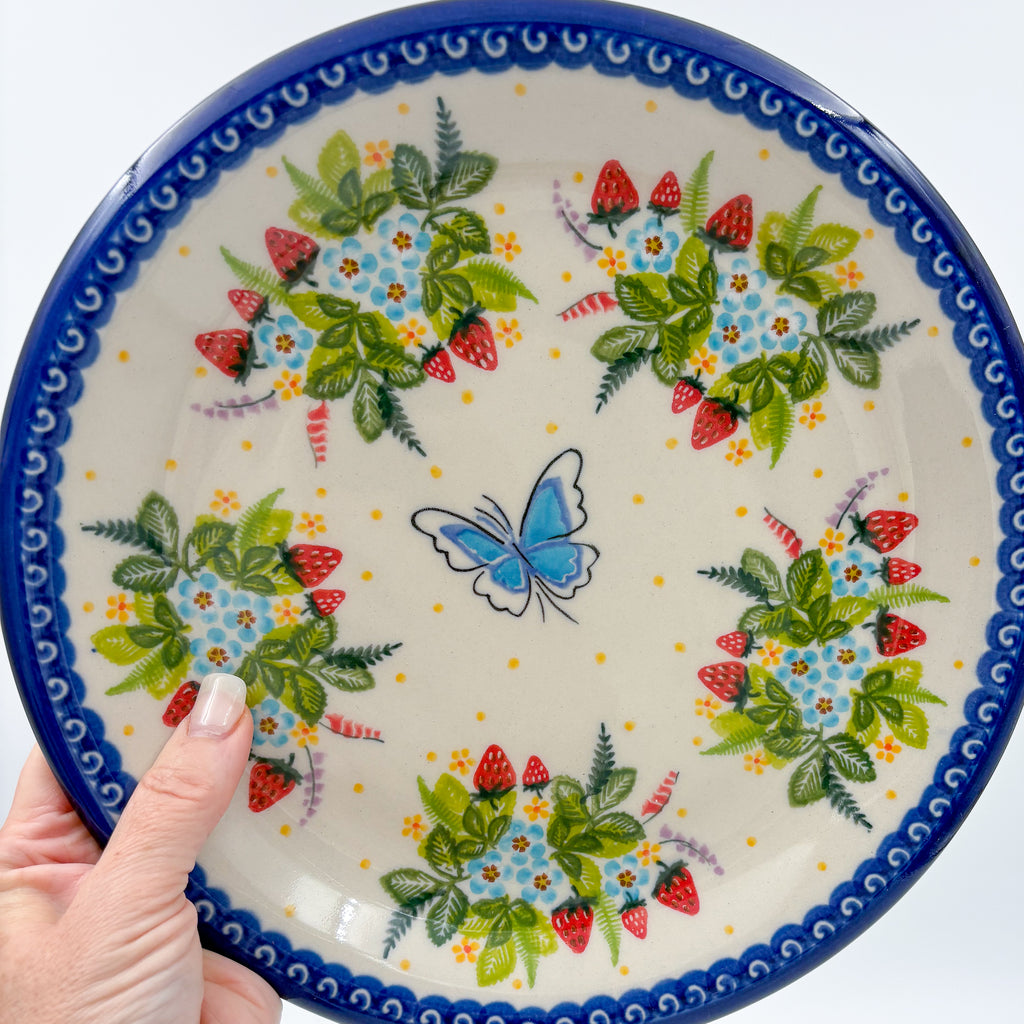 10.2” Plate.  Hand crafted Polish pottery stoneware: UNIKAT Berry Patch