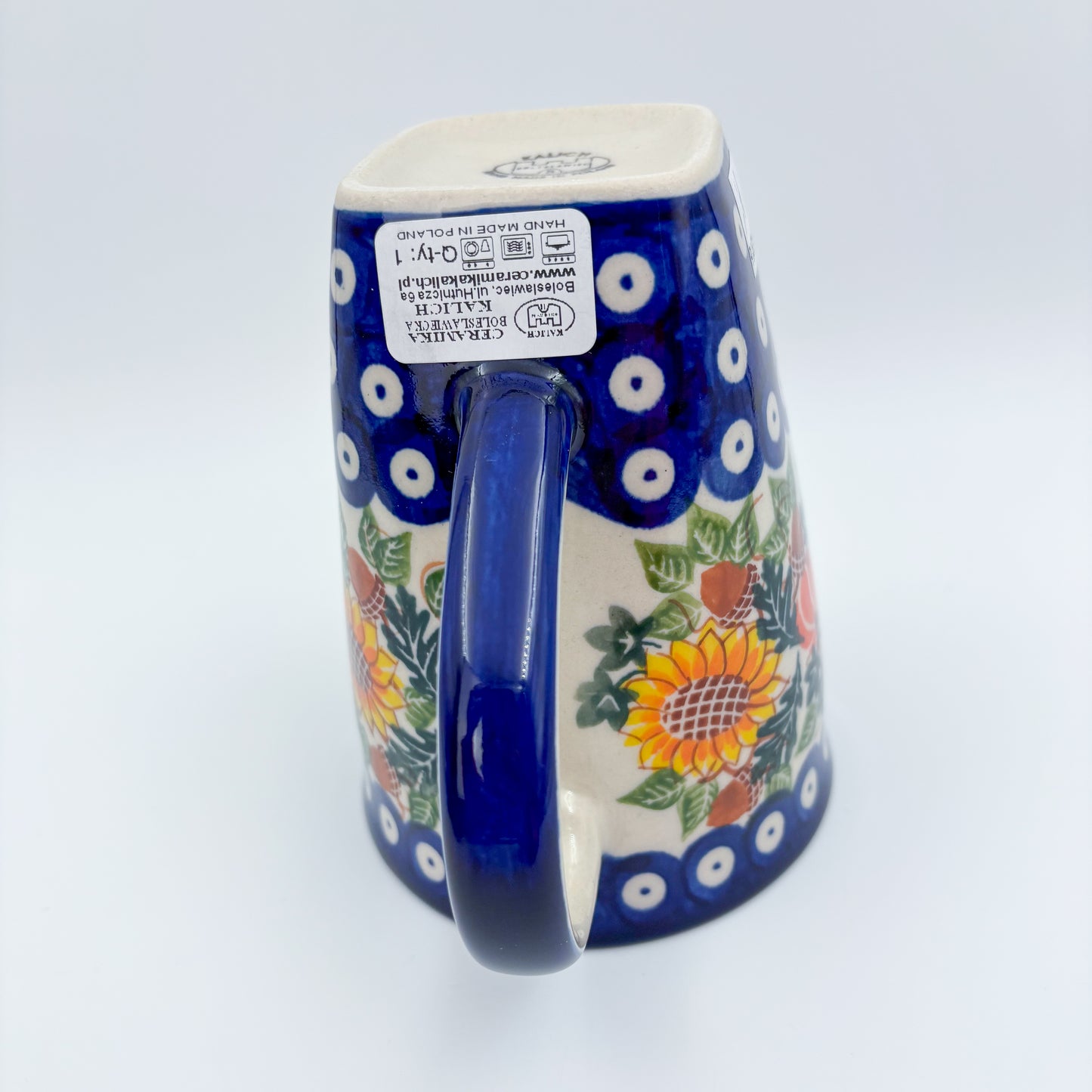 Mug XL 18oz. Handcrafted Polish pottery stoneware:  UNIKAT Sunflower Meadow