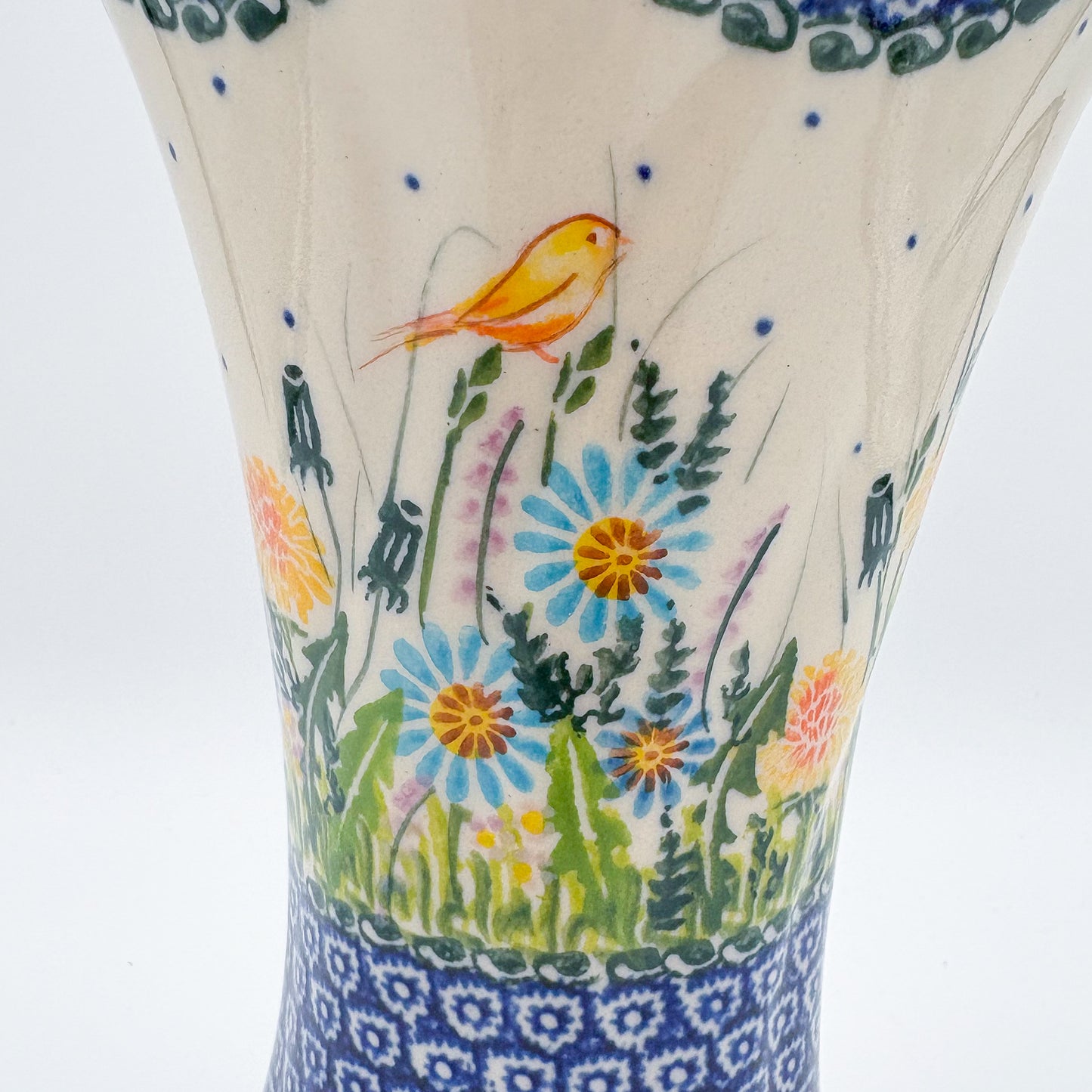 Vase Fala 7”. Handmade Polish pottery.  UNIKAT Songbird Garden