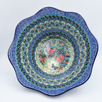 12" Wavy Bowl:  UNIKAT Spring Floral Garland