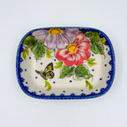 6" Butter Platter.  Handmade Polish pottery.  UNIKAT Monarch Design