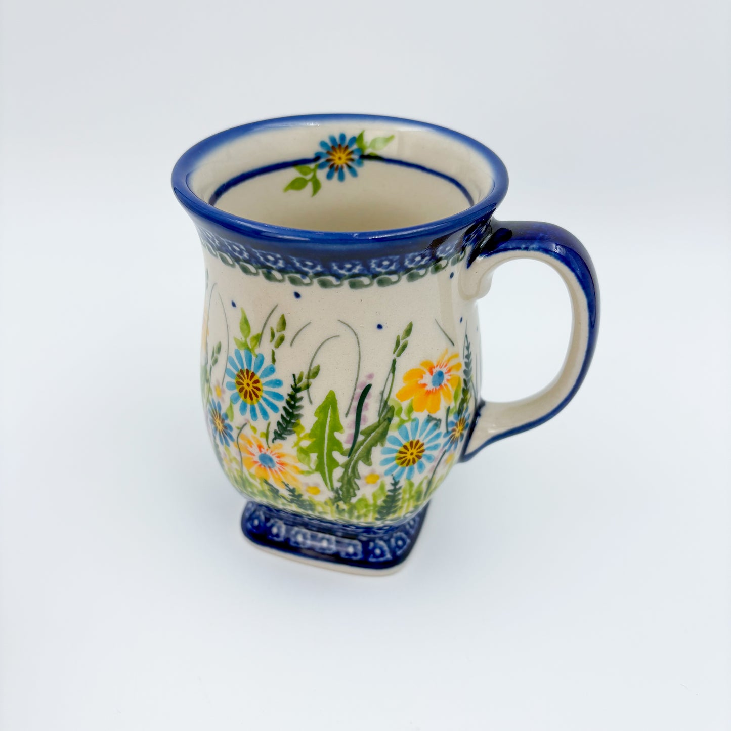 Tulip Mug 10oz. Handcrafted Polish pottery stoneware:  UNIKAT Wildflower Meadow Design