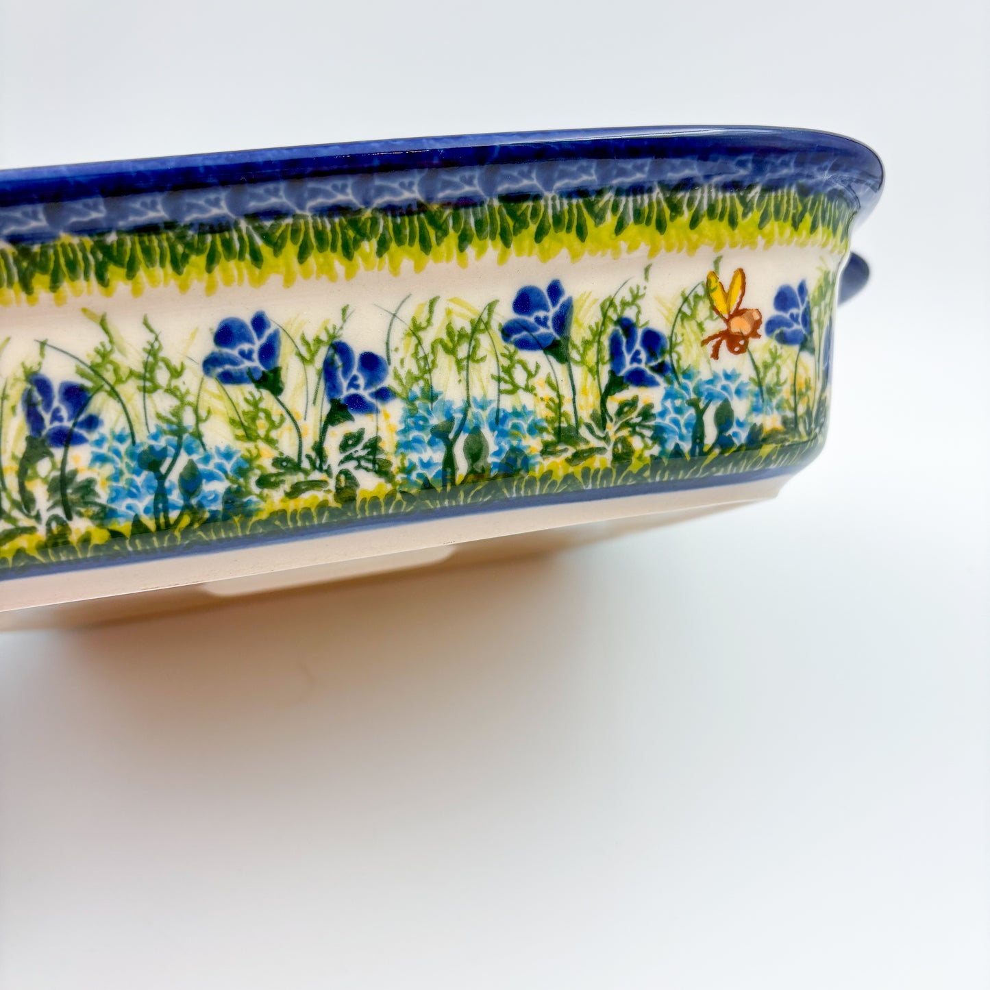 9” Lasagna Baker Handmade in Poland.  UNIKAT Blueberry Meadow Design