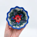 4” Small Babka Bowl.  Hand crafted Polish pottery stoneware:  UNIKAT Forget Me Not Pansy