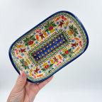 9" Boat Dish .  Hand painted Polish pottery stoneware.  UNIKAT Candyland