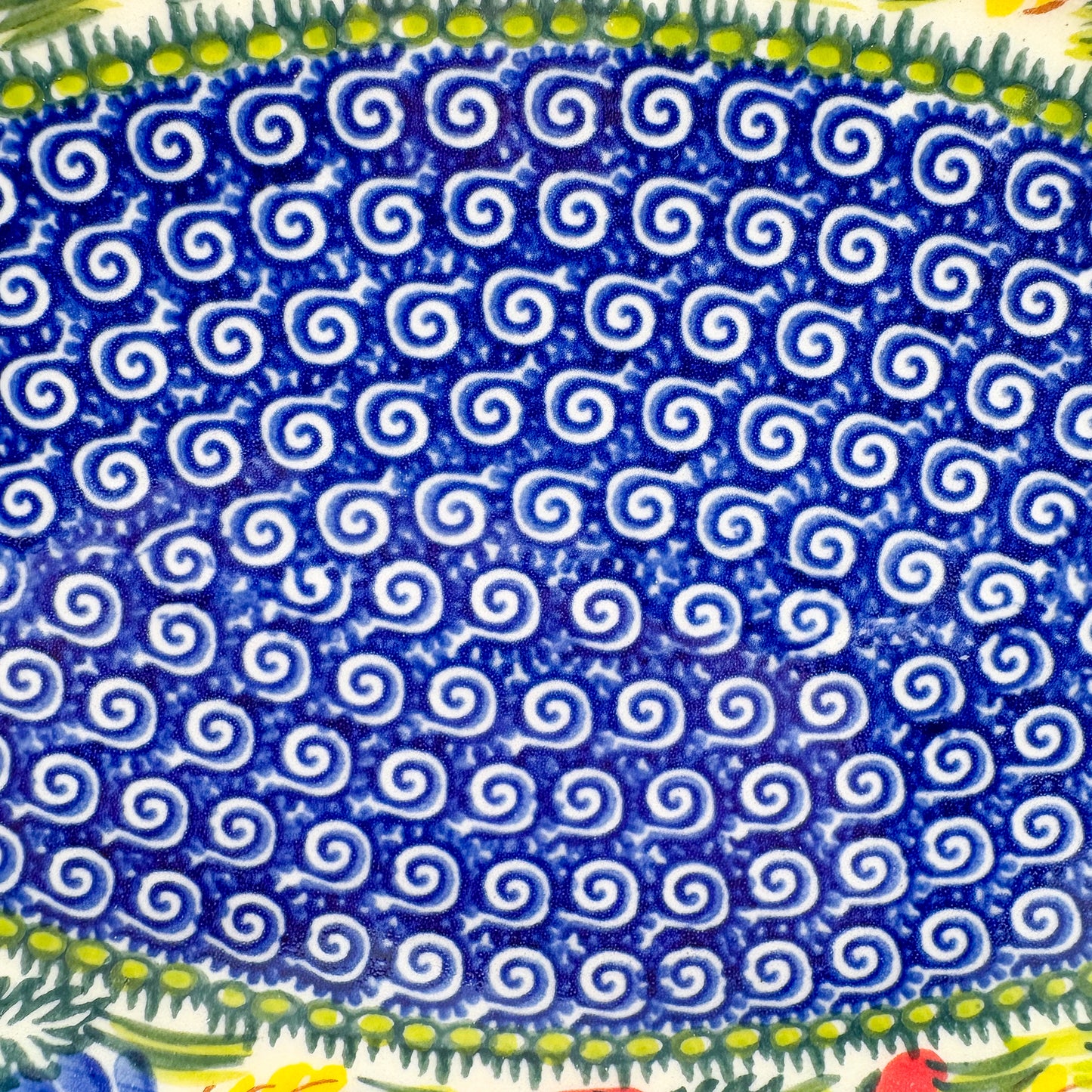 13" Cezar Platter.  Hand crafted Polish pottery stoneware: UNIKAT Poppy Garden Design.