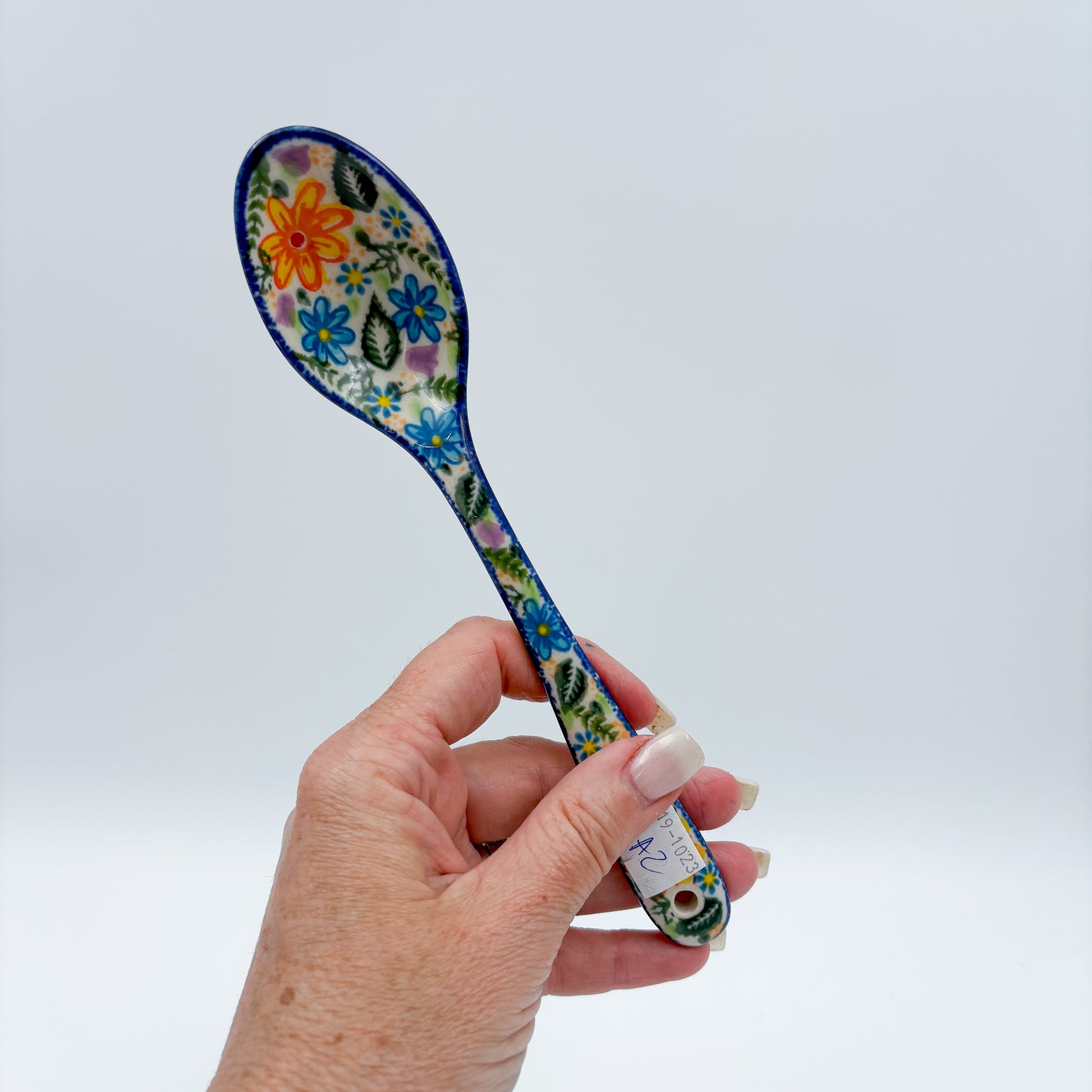 Spoon Lg 8”.  Handmade Polish pottery. UNIKAT Daisy Delight