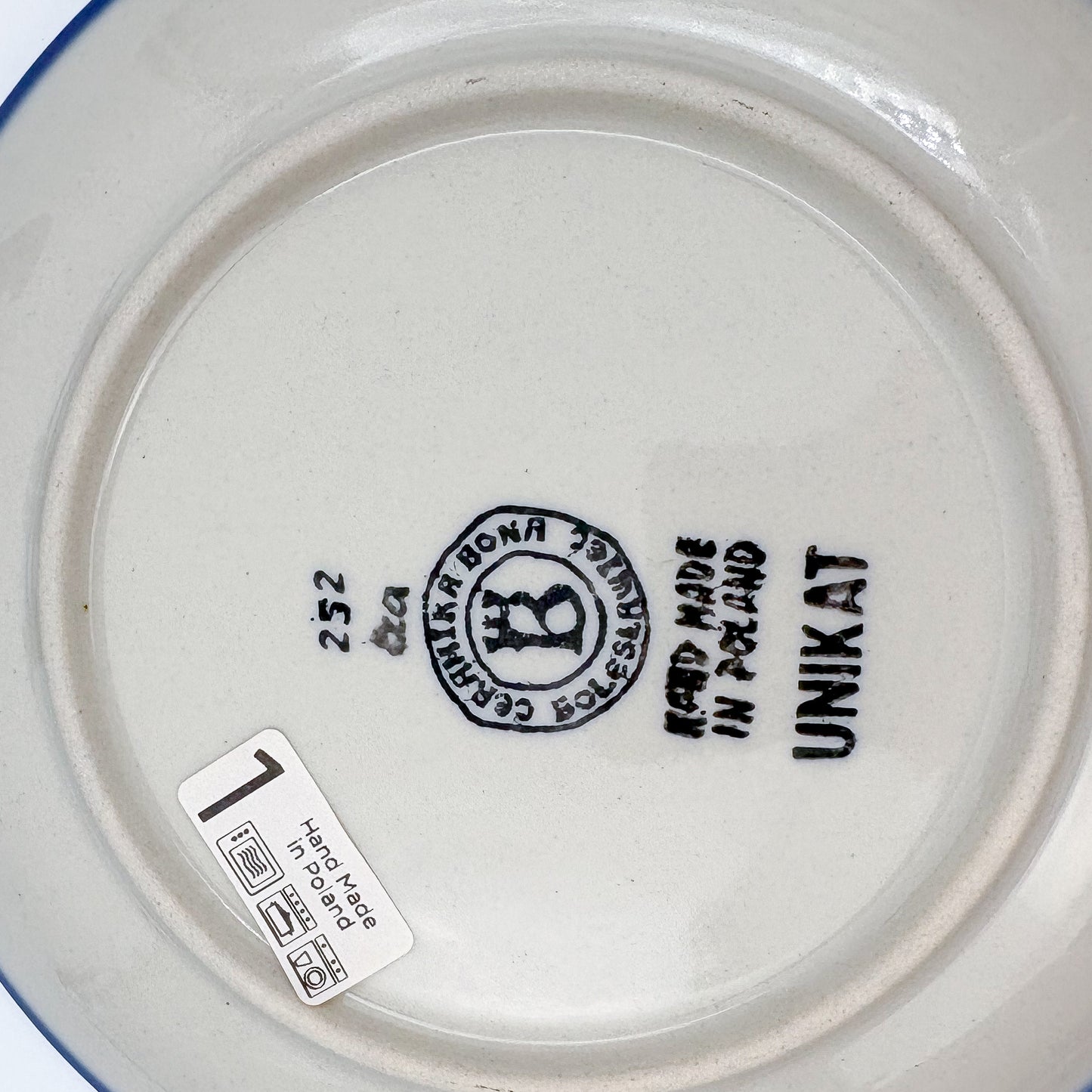 7” Plate.  Hand crafted Polish pottery stoneware: UNIKAT Happiness Design