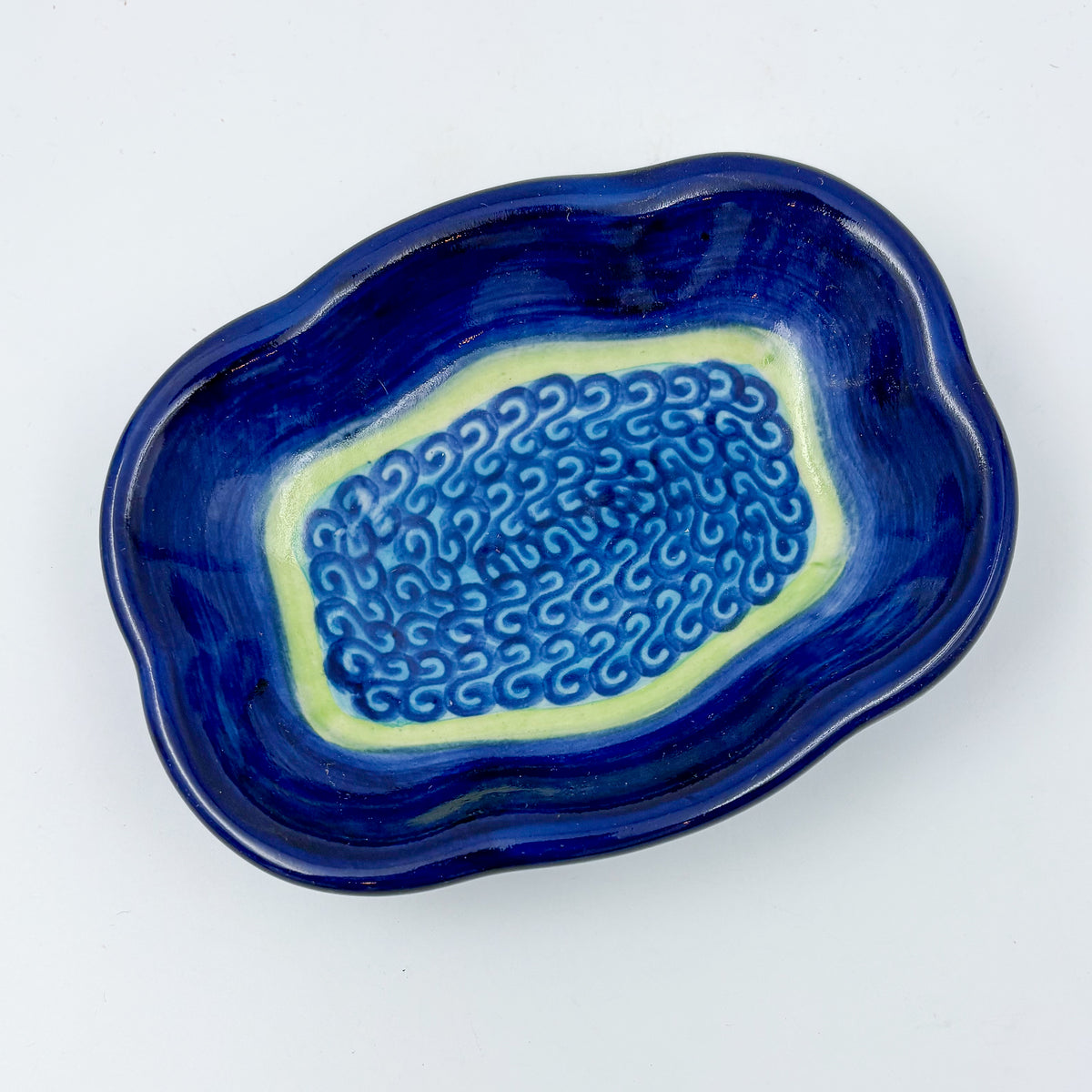 Soap Dish 5”.  Handmade Polish pottery. Midnight Eclipse Design