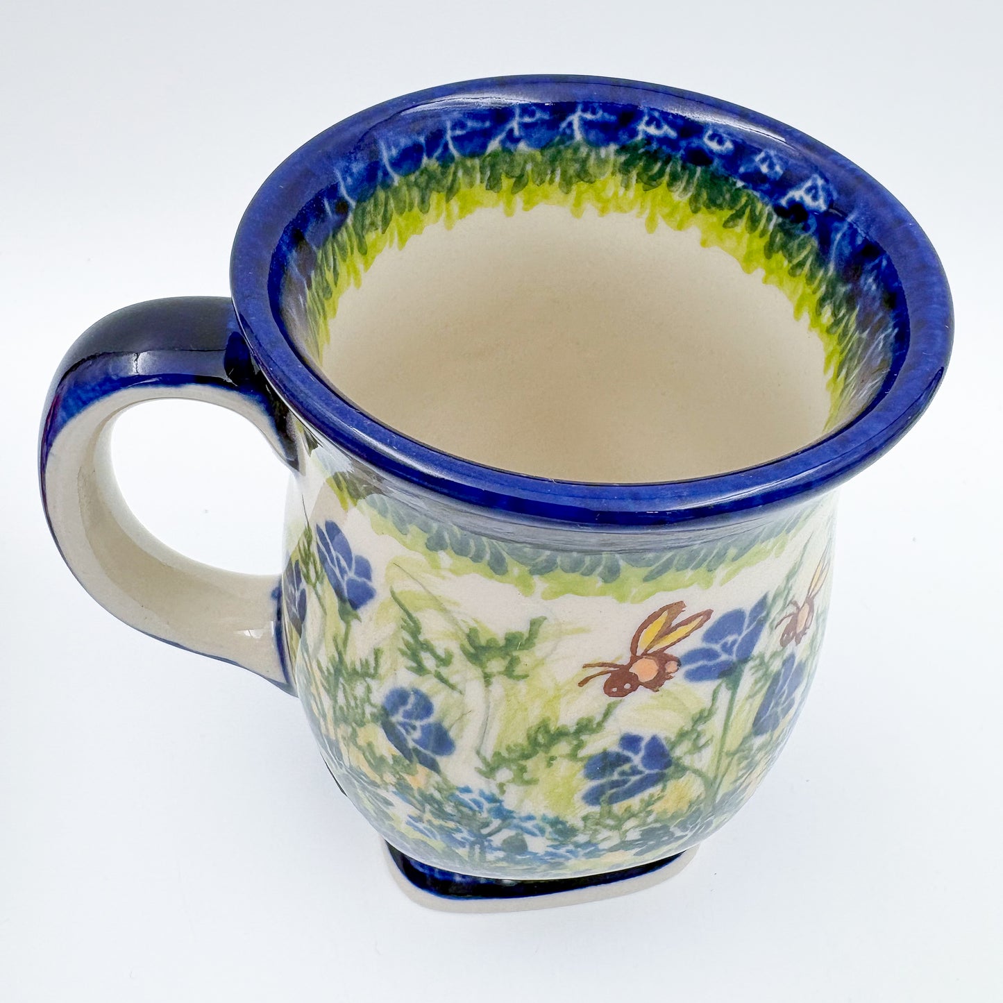 Tulip Mug 10oz. Handcrafted Polish pottery stoneware:  UNIKAT Bluebell Meadow