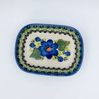 6" Butter Platter: UNIKAT Blue Poppy Garden