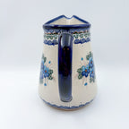 48 oz. Jacek Pitcher.  Hand painted Polish pottery stoneware UNIKAT Pansy Blues