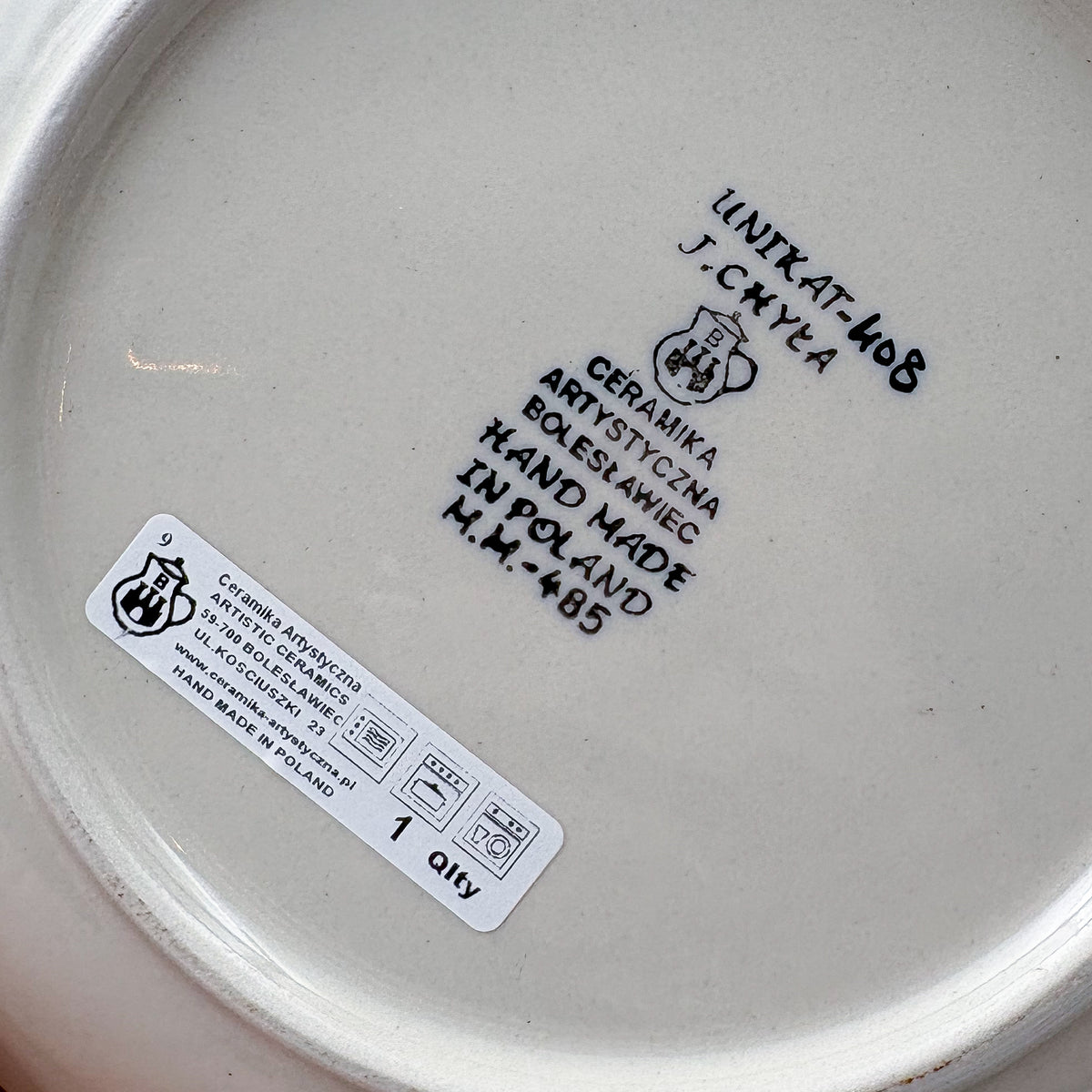 UNIKAT Cobalt Poppies dessert plate, bottom stamp signed J. Chyla Ceramika Artystyczna Unikat