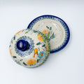 Round Butter/Cheese Covered Dish: UNIKAT Songbird Design