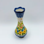 Swirl Vase 6.5”. Handmade Polish pottery.  UNIKAT Yellow Magic