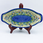 13" Oval Boat with Handles handmade in Poland. UNIKAT Bluebell Meadow Design