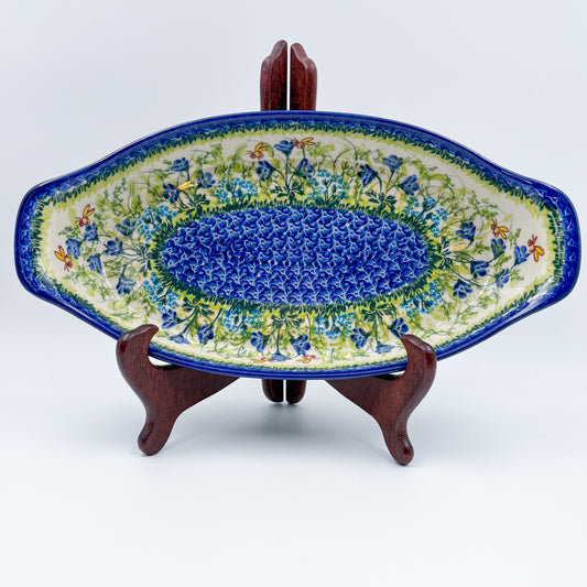 13" Oval Boat with Handles handmade in Poland. UNIKAT Bluebell Meadow Design