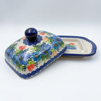 Butter Dish Wide Handcrafted in Poland: UNIKAT Poppy Garden Bloom Design