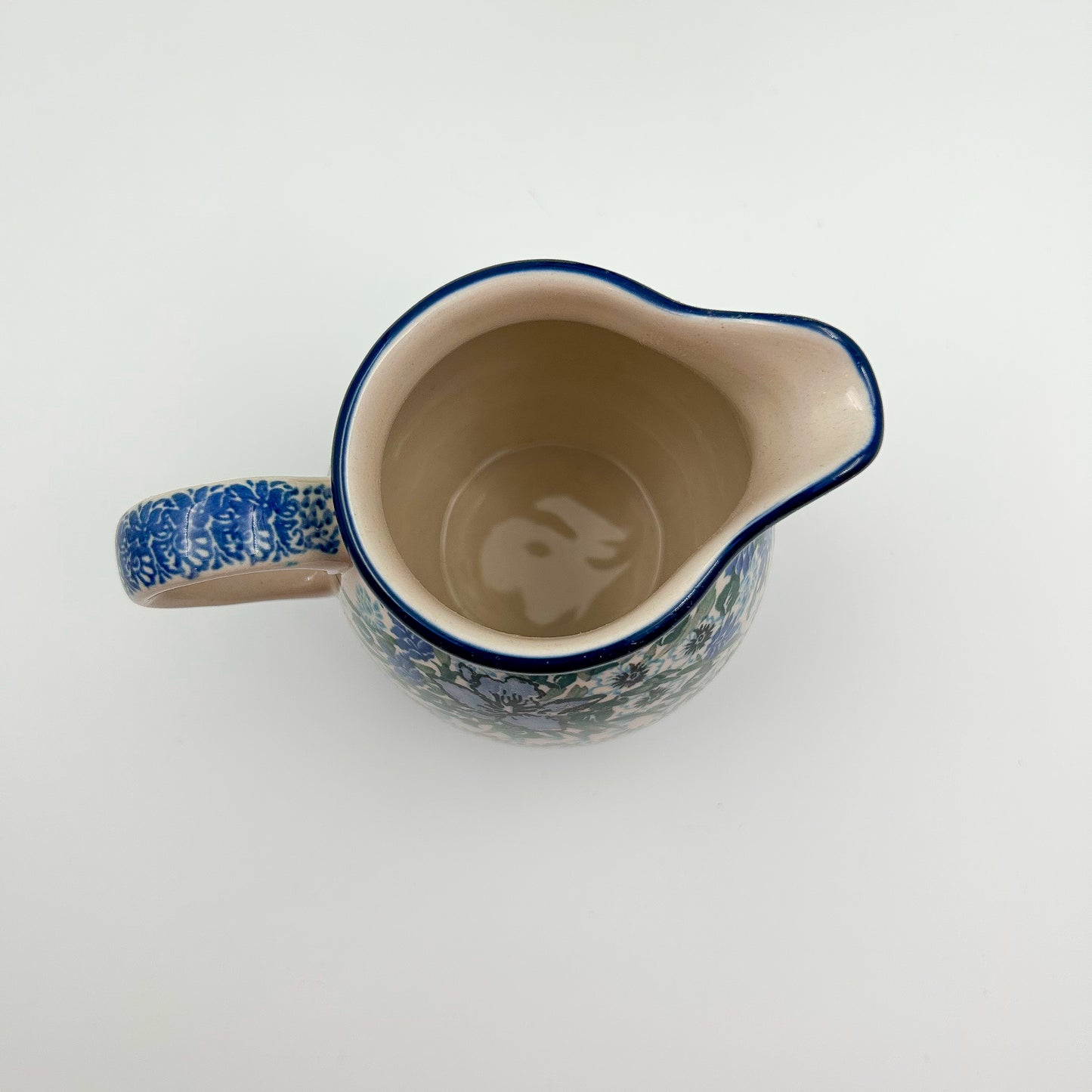 17 oz. Pitcher.  Hand painted Polish pottery stoneware.  UNIKAT Rhapsody in Blue