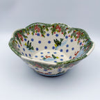 9” Wavy Bowl.  Hand crafted Polish pottery stoneware:  UNIKAT Reindeer Bliss