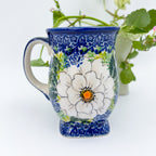 Wild Rose tulip mug on white background, front view showing painted rose bloom
