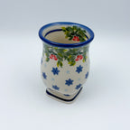 Tulip Mug 10oz. Handcrafted Polish pottery stoneware:  UNIKAT Snowflakes and Holly