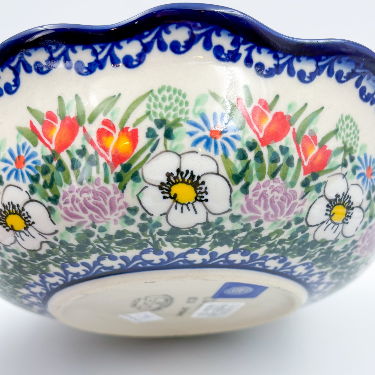 9" Kora Bowl. Hand crafted Polish pottery stoneware:  UNIKAT Cottage Garden Pattern