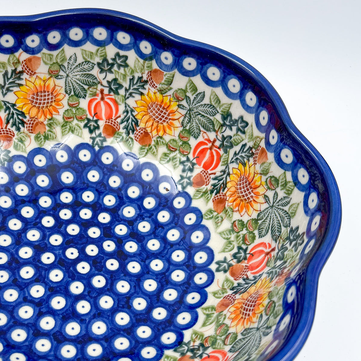 10” Fala Bowl.  Hand crafted Polish pottery stoneware:  UNIKAT Sunflower Meadow Design