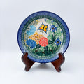 8” Plate.  Hand crafted Polish pottery stoneware: UNIKAT Spring Garden Design