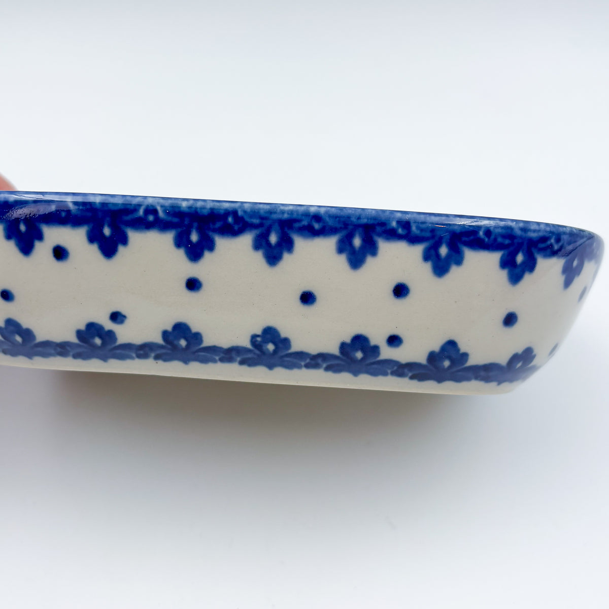 6" Butter Platter.  Handmade Polish pottery.  UNIKAT Monarch Design