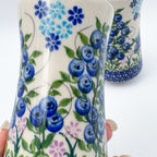 5” Salt and Pepper Shakers.  Handmade Polish pottery.  UNIKAT Blueberry Bliss Design