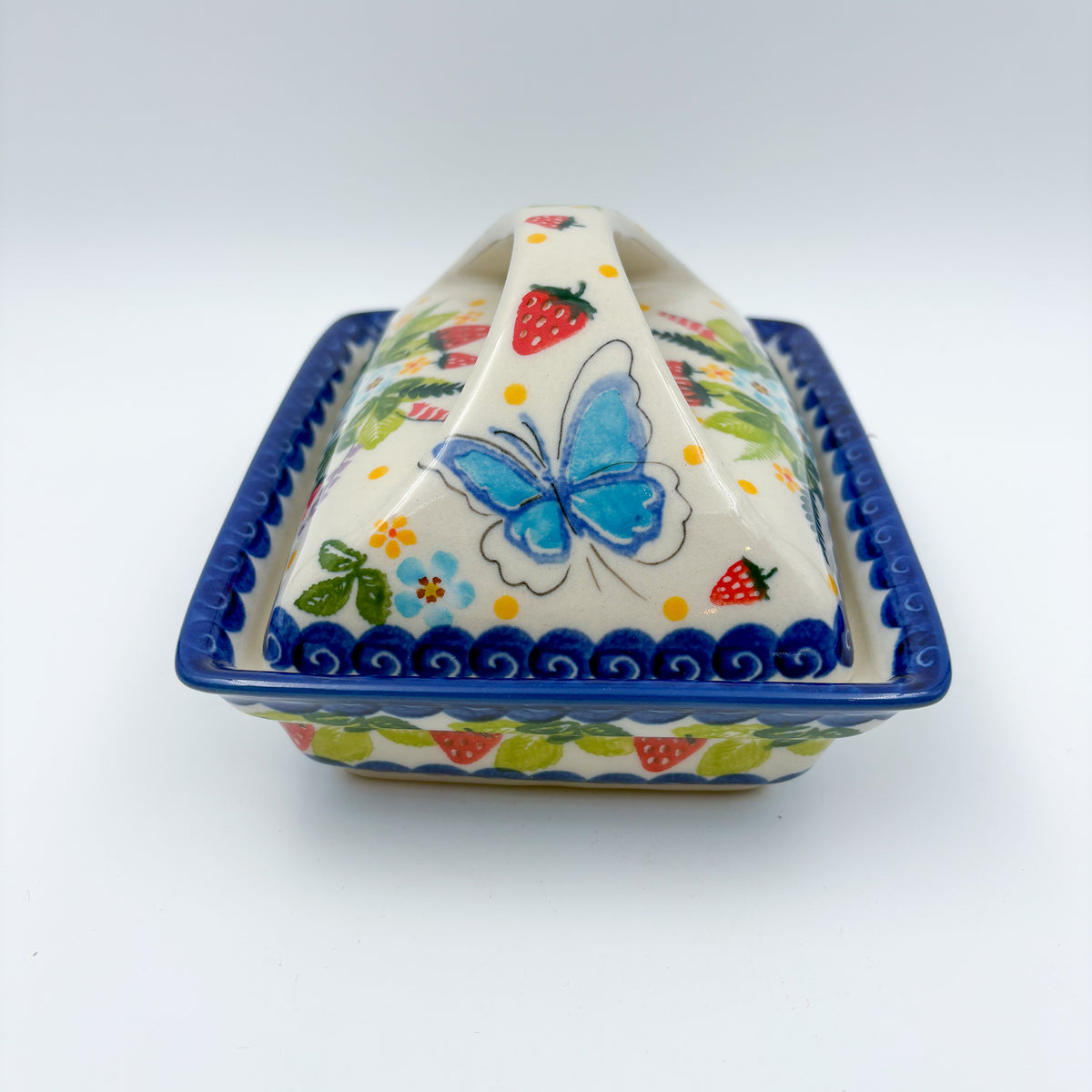 Butter Dish Deep: UNIKAT Summer Strawberries Design
