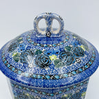 6" Pretzel Jar.  Handmade Polish pottery.  UNIKAT Garden at Midnight Design