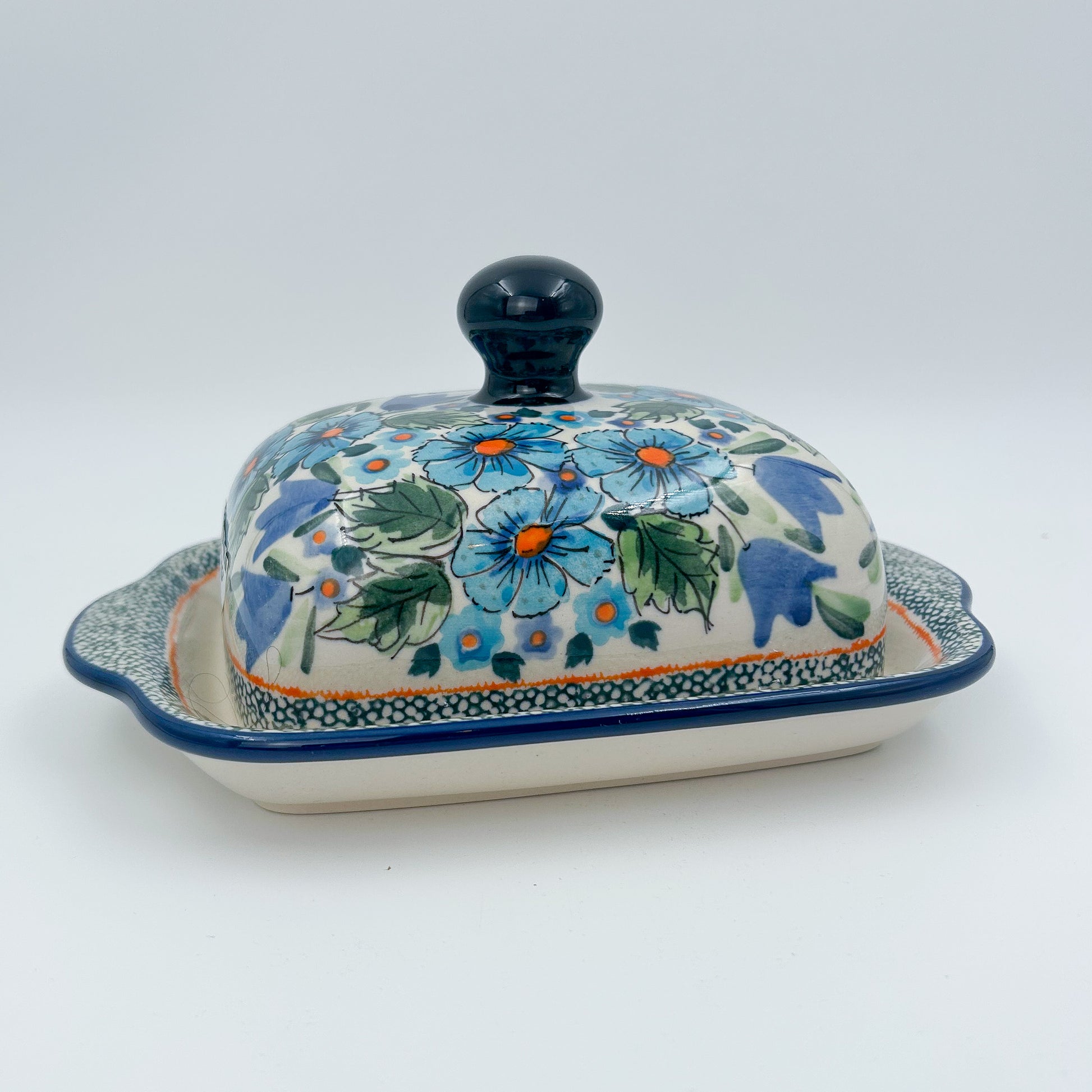 8 oz Polish Pottery Butter Dish is made by talented artisans from Poland. UNIKAT.  Zaklady Ceramiczne Company