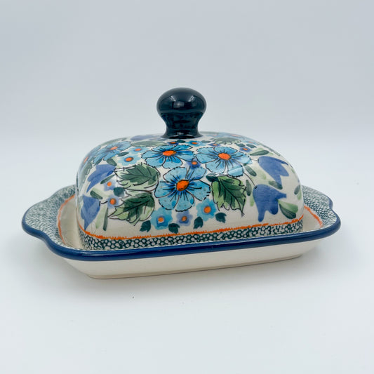 8 oz Polish Pottery Butter Dish is made by talented artisans from Poland. UNIKAT.  Zaklady Ceramiczne Company