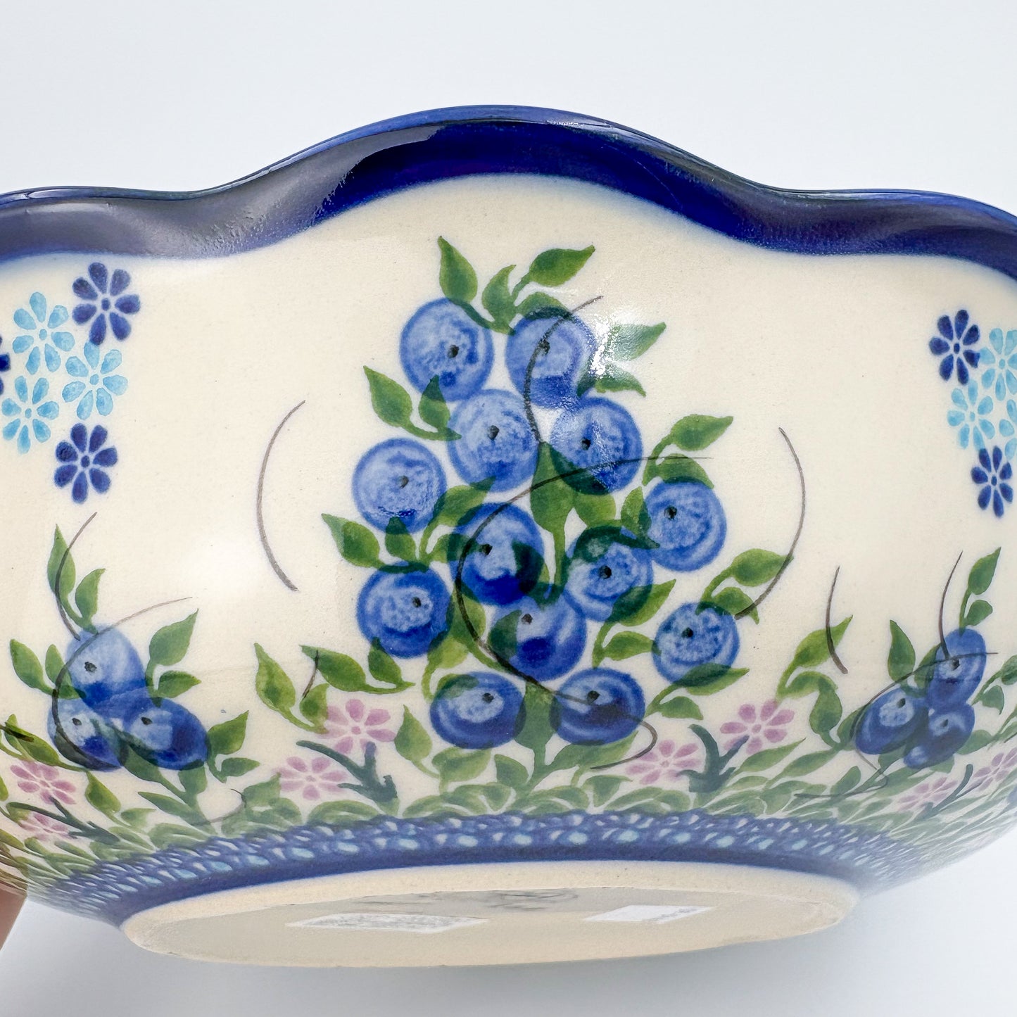 9" Kora Bowl  Hand crafted Polish pottery stoneware: UNIKAT Blueberry Design