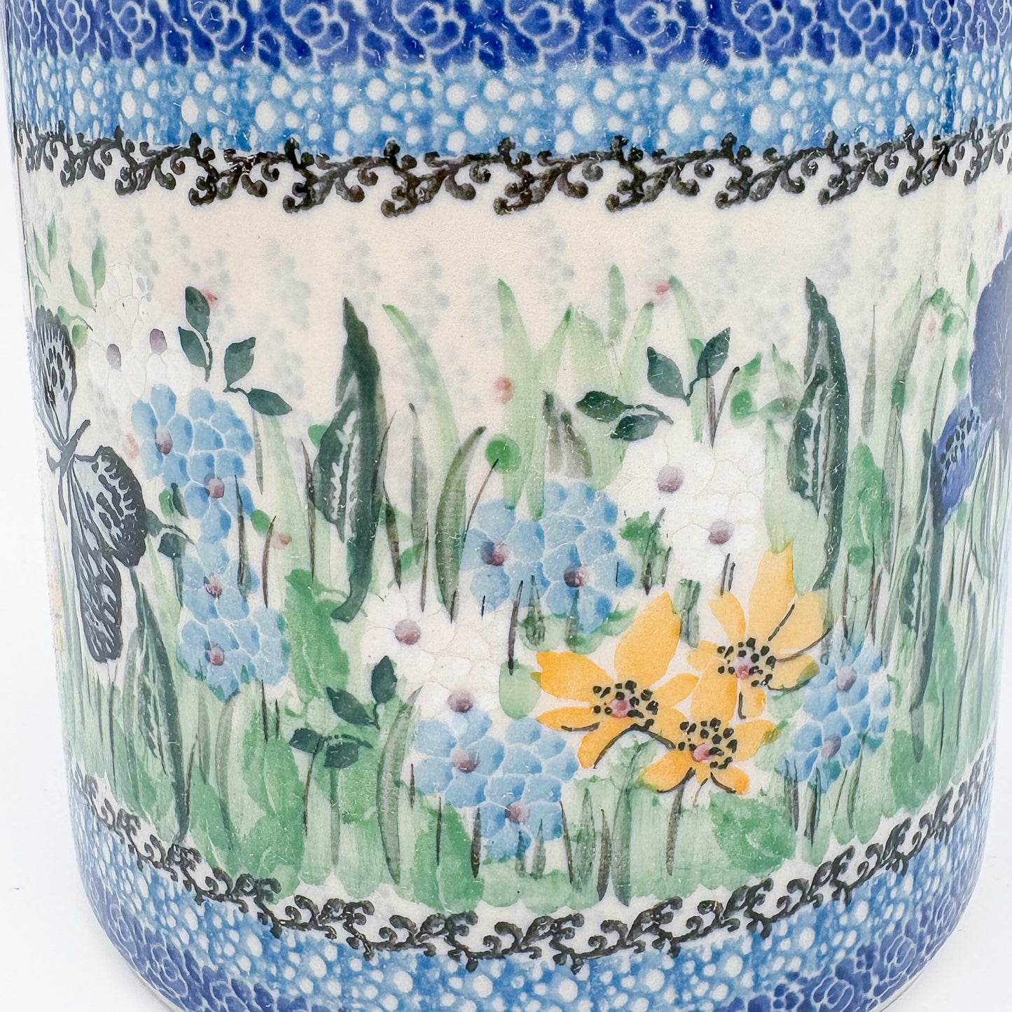 Utensil Jar 6”.  Handmade Polish pottery.  UNIKAT Sweet Nectar