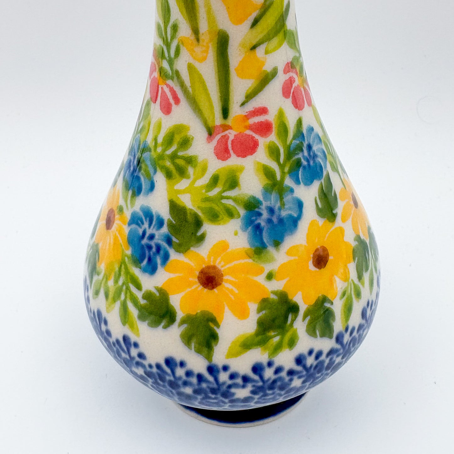 Swirl Vase 6.5”. Handmade Polish pottery.  UNIKAT Yellow Magic