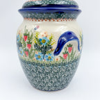 7" Lidded Jar.  Handmade Polish pottery.  UNIKAT Strawberry Fields