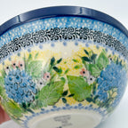6.57” Bowl.  Hand crafted Polish pottery stoneware: UNIKAT Blue Hydrangea Pattern